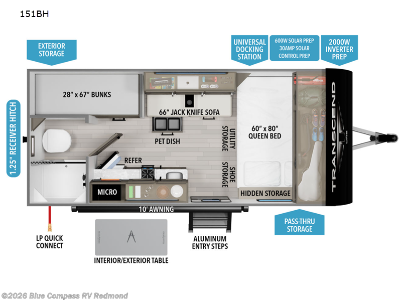 2025 Grand Design Transcend One 151BH - Used Travel Trailer For Sale by Blue Compass RV Redmond in Redmond, Oregon