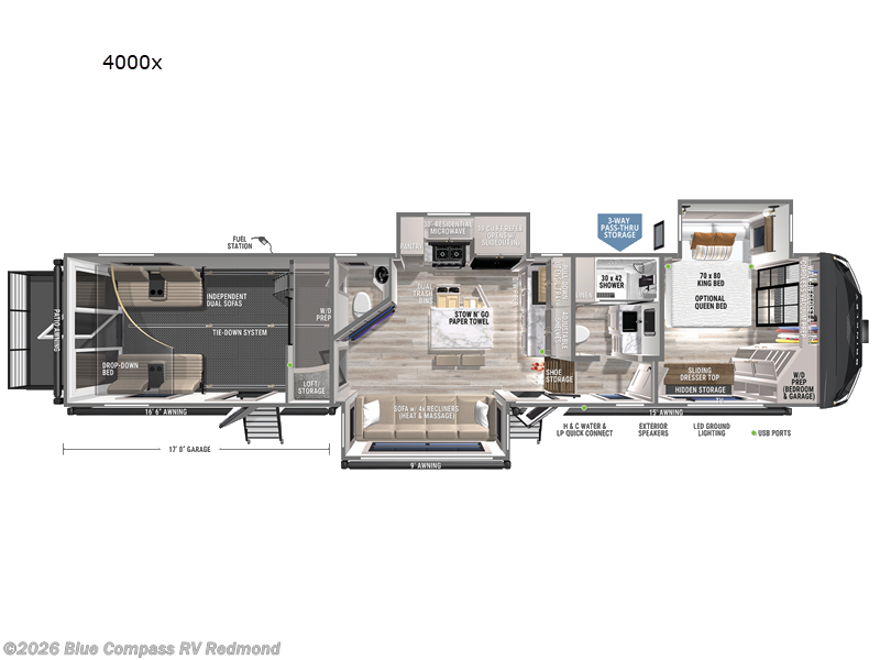 2027 Brinkley RV Model Gx 4000x - New Toy Hauler For Sale by Blue Compass RV Redmond in Redmond, Oregon features Slideout