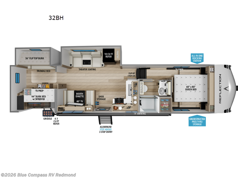 2027 Grand Design Reflection 100 Series 32BH - New Fifth Wheel For Sale by Blue Compass RV Redmond in Redmond, Oregon features Slideout