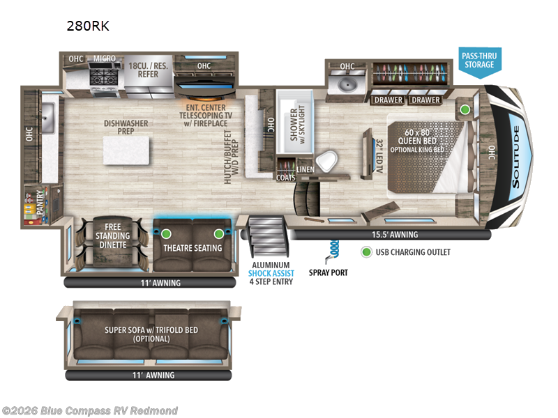 2023 Grand Design Solitude 280RK - Used Fifth Wheel For Sale by Blue Compass RV Redmond in Redmond, Oregon features Slideout