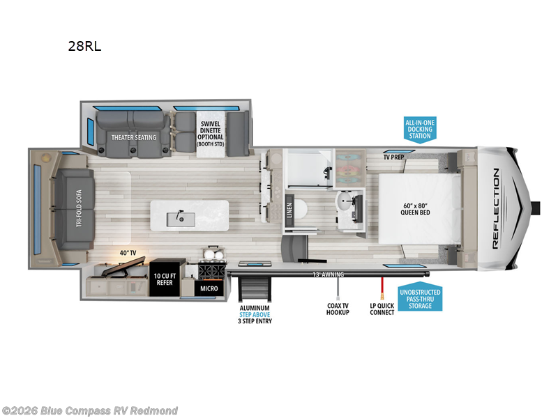 2024 Grand Design Reflection 100 Series 28RL - Used Fifth Wheel For Sale by Blue Compass RV Redmond in Redmond, Oregon features Slideout