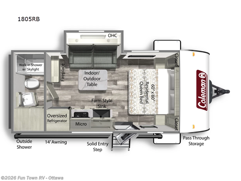 2024 Coleman Light 1805RB - Used Travel Trailer For Sale by Fun Town RV - Ottawa in Ottawa, Kansas features Slideout