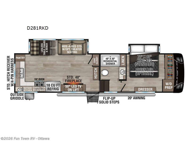 2025 K-Z Durango D281RKD - New Fifth Wheel For Sale by Fun Town RV - Ottawa in Ottawa, Kansas features Slideout