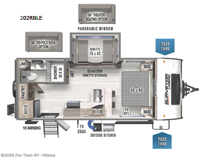 2022 Forest River Surveyor Legend 202RBLE - Used Travel Trailer For Sale by Fun Town RV - Ottawa in Ottawa, Kansas features Slideout
