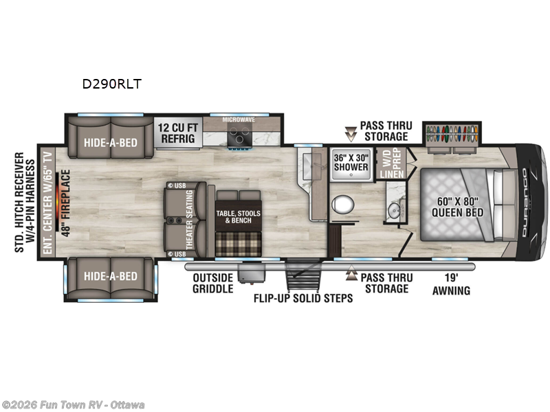 2026 K-Z Durango Half-Ton D290RLT - New Fifth Wheel For Sale by Fun Town RV - Ottawa in Ottawa, Kansas features Slideout