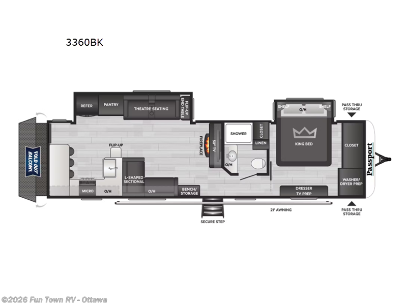 2025 Keystone Passport 3360BK - Used Travel Trailer For Sale by Fun Town RV - Ottawa in Ottawa, Kansas features Slideout