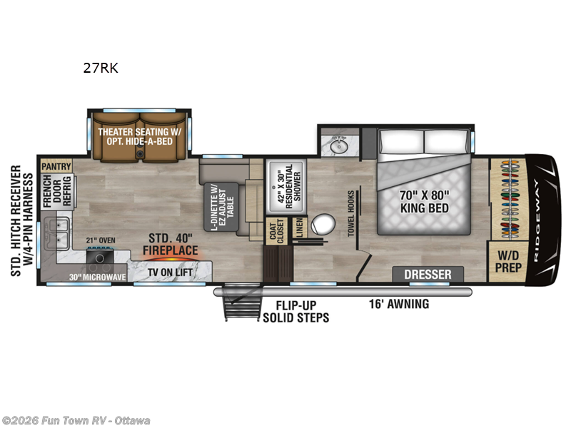 2026 K-Z Ridgeway 27RK - New Fifth Wheel For Sale by Fun Town RV - Ottawa in Ottawa, Kansas features Slideout