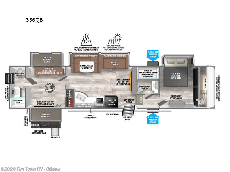 2026 Forest River Salem Hemisphere 356QB - New Fifth Wheel For Sale by Fun Town RV - Ottawa in Ottawa, Kansas features Slideout