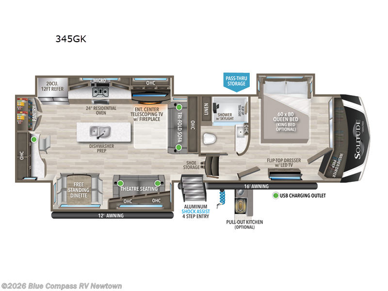 2023 Grand Design Solitude 345GK - Used Fifth Wheel For Sale by Blue Compass RV Newtown in Newtown, Connecticut features Slideout
