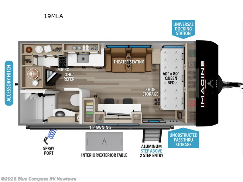 2027 Grand Design Imagine AIM 19MLA - New Travel Trailer For Sale by Blue Compass RV Newtown in Newtown, Connecticut features Slideout
