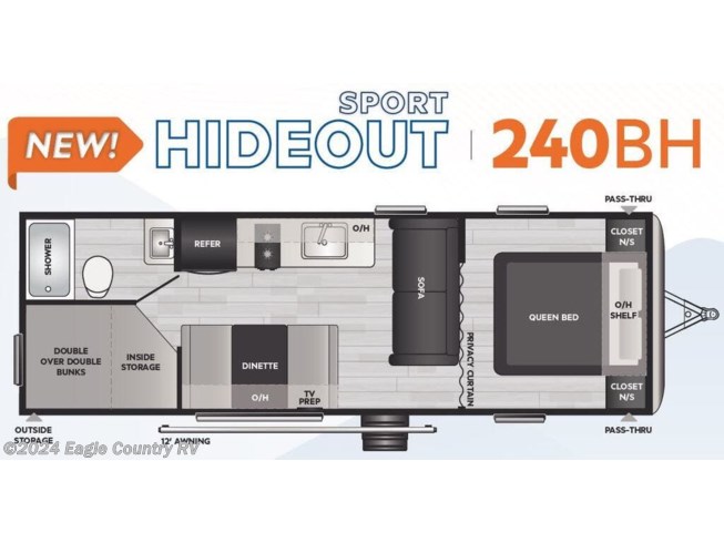 2024 Keystone Hideout Sport Double 240BH - New Travel Trailer For Sale by Eagle Country RV in Eagle River, Wisconsin
