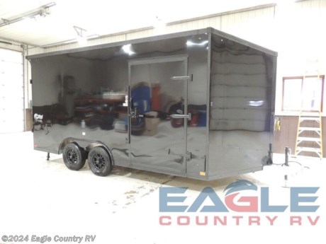 8.5X16 (16+3) TA ALUMINUM ENCLOSED&lt;br&gt; &lt;br&gt; UTV PACKAGE, BLACK OUT PACKAGE, REAR FLARE, 3500# TORSION TANDEM AXLE UPGRADE http://www.eaglecountryrv.com/--xInventoryDetail?id=15412881