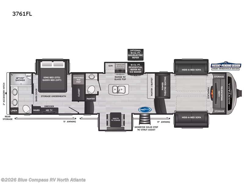 2022 Keystone Montana 3761FL - Used Fifth Wheel For Sale by Blue Compass RV North Atlanta in Buford, Georgia features Slideout