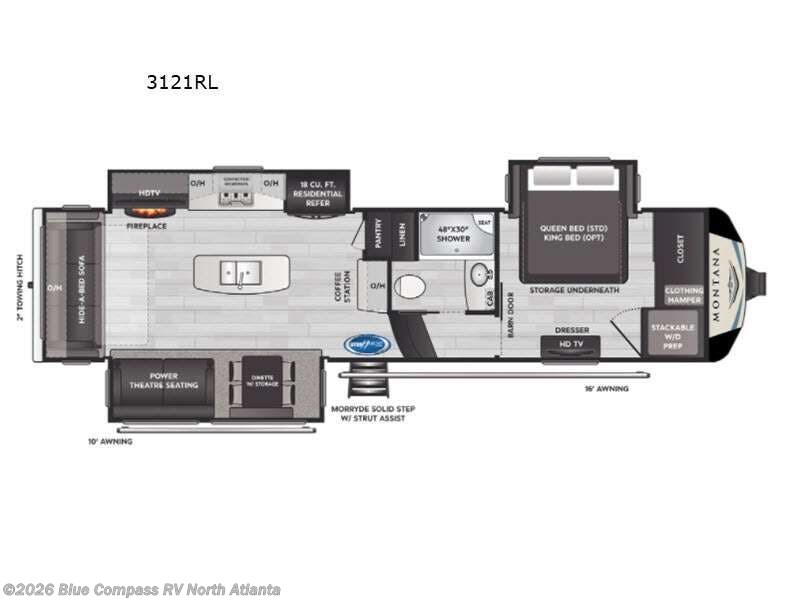 2021 Keystone Montana 3121RL - Used Fifth Wheel For Sale by Blue Compass RV North Atlanta in Buford, Georgia features Slideout