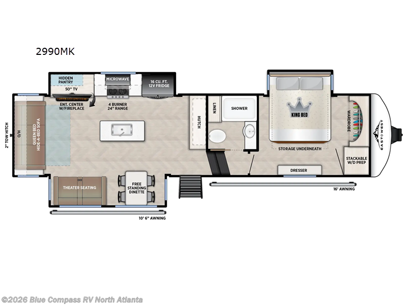 2026 East to West Blackthorn 2990MK - New Fifth Wheel For Sale by Blue Compass RV North Atlanta in Buford, Georgia features Slideout