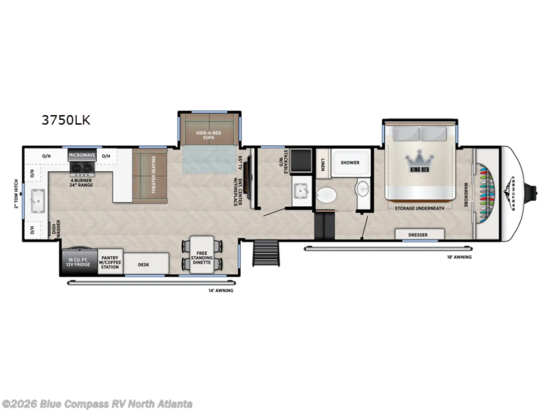 2026 East to West Blackthorn 3750LK - New Fifth Wheel For Sale by Blue Compass RV North Atlanta in Buford, Georgia features Slideout