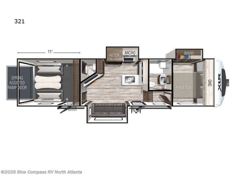 2021 Forest River XLR Nitro 321 - Used Toy Hauler For Sale by Blue Compass RV North Atlanta in Buford, Georgia features Slideout