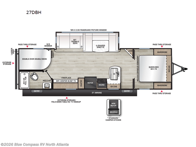 2027 Forest River Aurora 27DBH - New Travel Trailer For Sale by Blue Compass RV North Atlanta in Buford, Georgia features Slideout