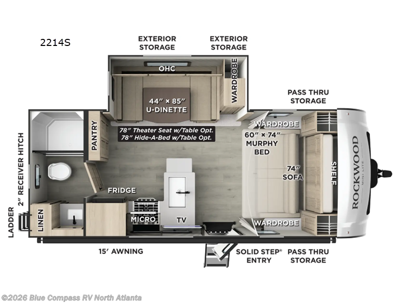 2026 Forest River Rockwood Mini Lite 2214S - Used Travel Trailer For Sale by Blue Compass RV North Atlanta in Buford, Georgia features Slideout