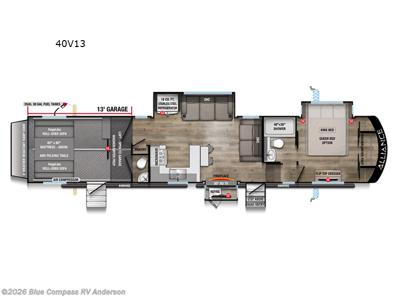 2025 Alliance RV Valor 40V13 - New Toy Hauler For Sale by Blue Compass RV Anderson in Anderson, California features Slideout