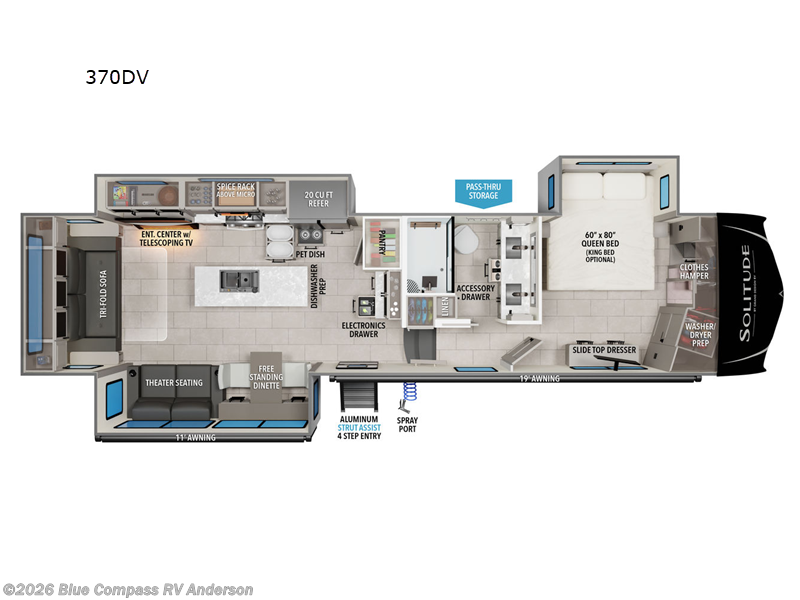 2026 Grand Design Solitude 370DV - New Fifth Wheel For Sale by Blue Compass RV Anderson in Anderson, California features Slideout
