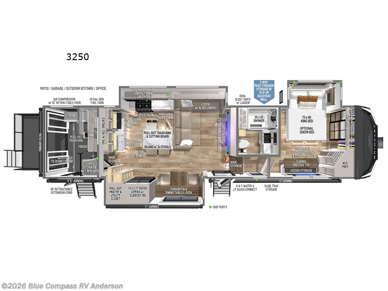 2026 Brinkley RV Model G 3250 - New Toy Hauler For Sale by Blue Compass RV Anderson in Anderson, California features Slideout