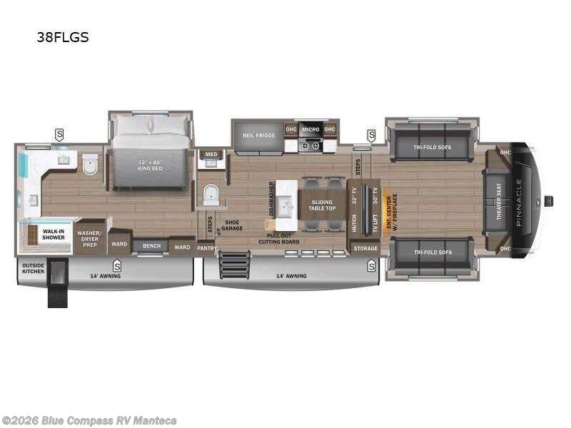 2025 Jayco Pinnacle 38FLGS - New Fifth Wheel For Sale by Blue Compass RV Manteca in Manteca, California features Slideout