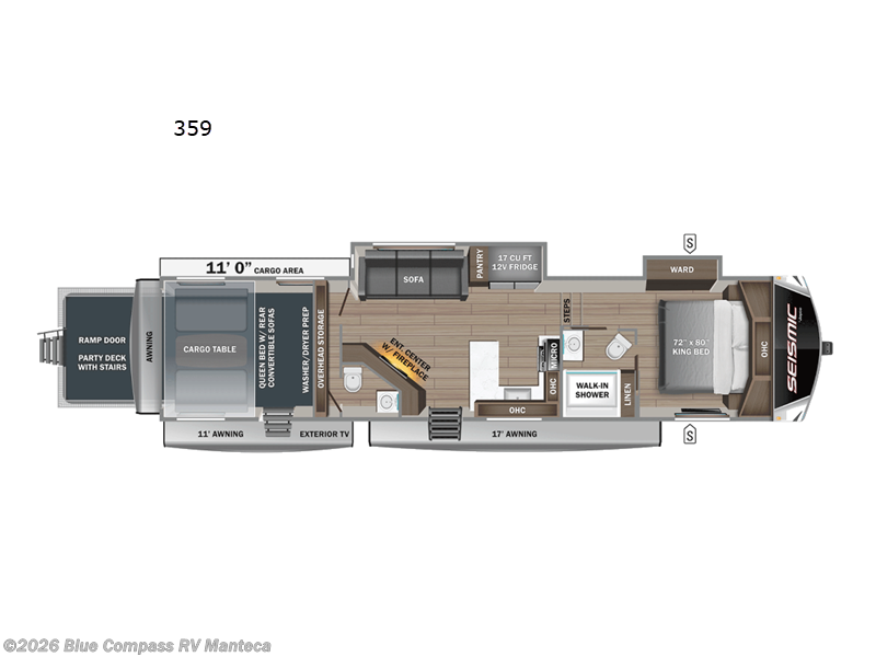 2025 Jayco Seismic 359 - New Toy Hauler For Sale by Blue Compass RV Manteca in Manteca, California features Slideout
