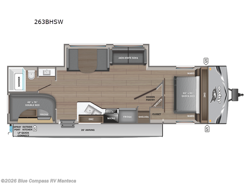 2026 Jayco Jay Flight SLX 263BHSW - New Travel Trailer For Sale by Blue Compass RV Manteca in Manteca, California features Slideout