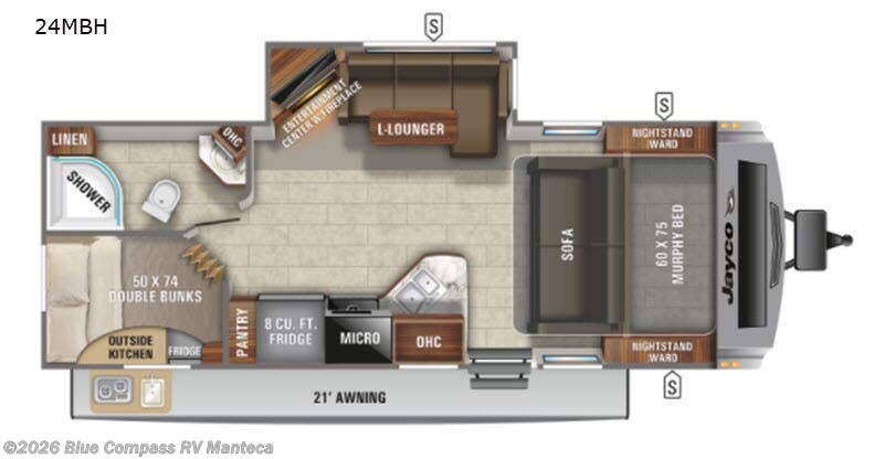 2021 Jayco White Hawk 24MBH - Used Travel Trailer For Sale by Blue Compass RV Manteca in Manteca, California features Slideout