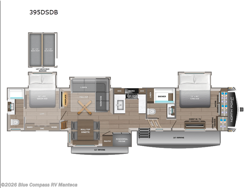 2026 Jayco North Point 395DSDB - New Fifth Wheel For Sale by Blue Compass RV Manteca in Manteca, California features Slideout