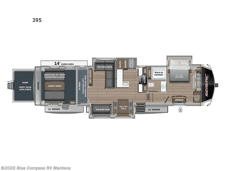 2026 Jayco Seismic 395 - New Toy Hauler For Sale by Blue Compass RV Manteca in Manteca, California features Slideout