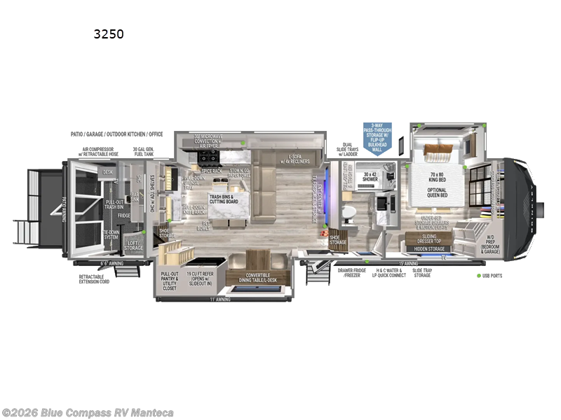 2026 Brinkley RV Model G 3250 - New Toy Hauler For Sale by Blue Compass RV Manteca in Manteca, California features Slideout