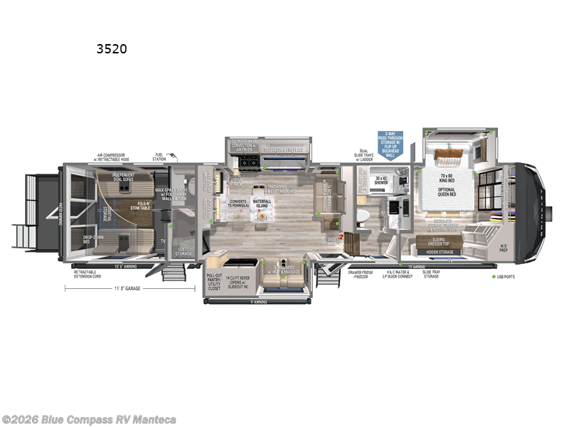 2026 Brinkley RV Model G 3520 - New Toy Hauler For Sale by Blue Compass RV Manteca in Manteca, California features Slideout