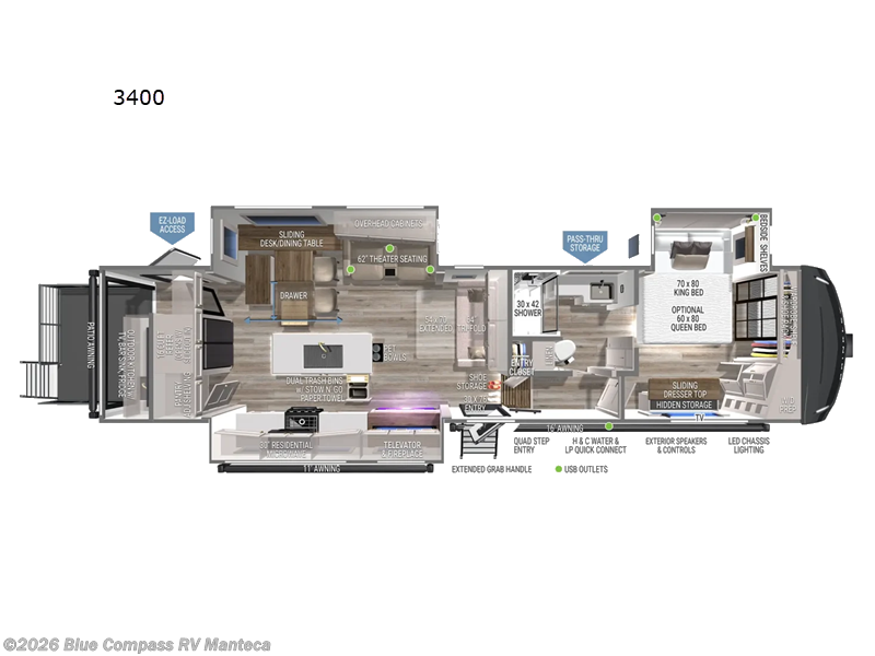 2025 Brinkley RV Model Z 3400 - Used Fifth Wheel For Sale by Blue Compass RV Manteca in Manteca, California features Slideout