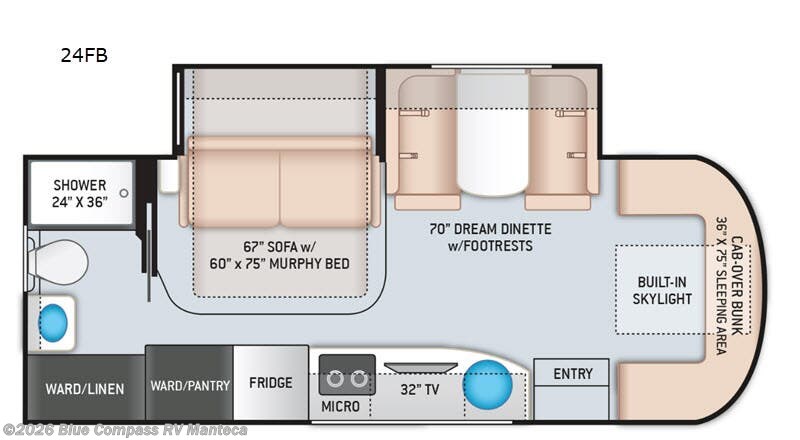 2020 Thor Motor Coach Delano Sprinter 24FB - Used Class C For Sale by Blue Compass RV Manteca in Manteca, California features Slideout