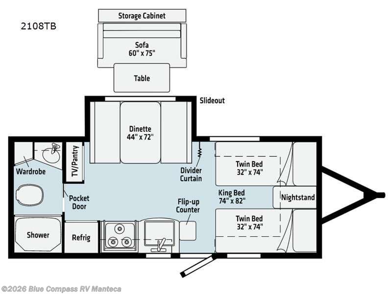2021 Winnebago Micro Minnie 2108TB - Used Travel Trailer For Sale by Blue Compass RV Manteca in Manteca, California features Slideout