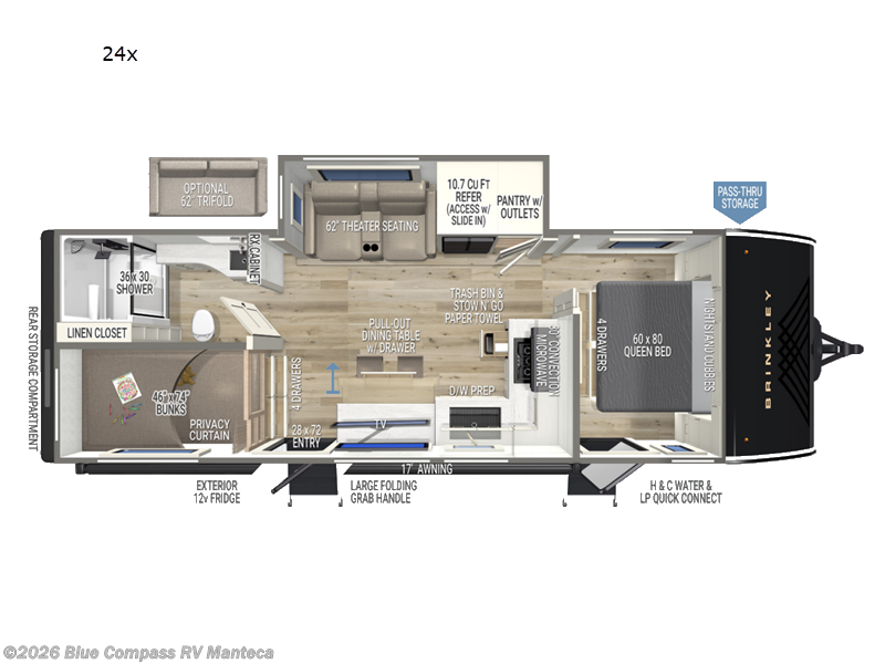 2027 Brinkley RV Model Ix 24x - New Travel Trailer For Sale by Blue Compass RV Manteca in Manteca, California features Slideout