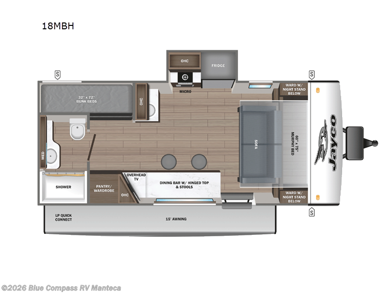 2025 Jayco Jay Feather Air 18MBH - Used Travel Trailer For Sale by Blue Compass RV Manteca in Manteca, California features Slideout
