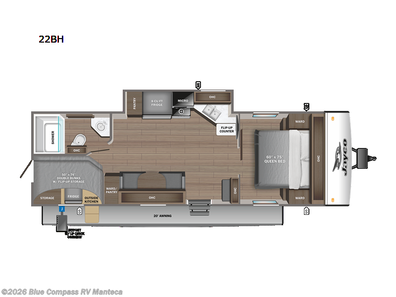 2023 Jayco Jay Feather 22BH - Used Travel Trailer For Sale by Blue Compass RV Manteca in Manteca, California features Slideout