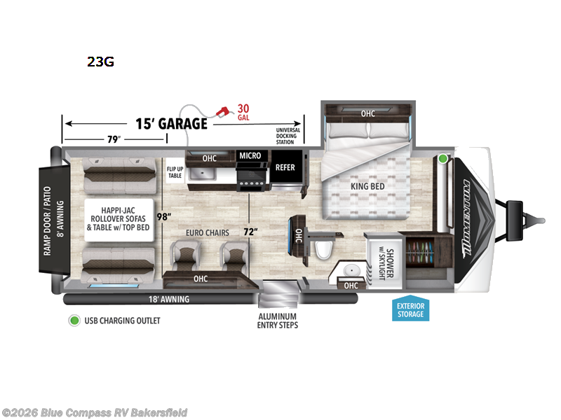 2022 Grand Design Momentum G-Class 23G - Used Toy Hauler For Sale by Blue Compass RV Bakersfield in Bakersfield, California features Slideout