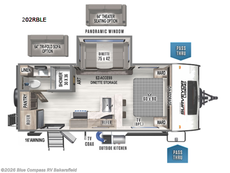 2022 Forest River Surveyor 202RBLE - Used Travel Trailer For Sale by Blue Compass RV Bakersfield in Bakersfield, California features Slideout