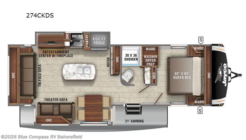 2021 Jayco Eagle 274CKDS - Used Travel Trailer For Sale by Blue Compass RV Bakersfield in Bakersfield, California features Slideout
