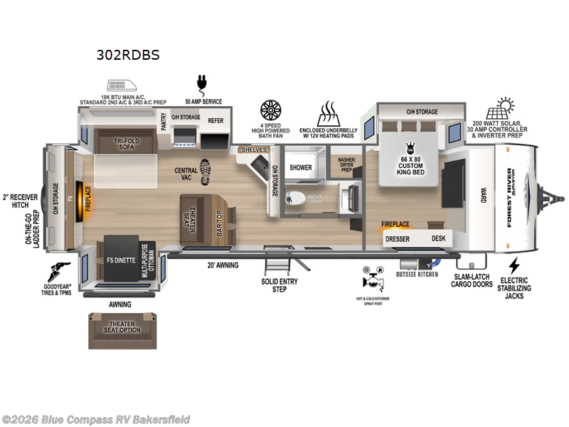 2025 Forest River Grand Surveyor 302RDBS - Used Travel Trailer For Sale by Blue Compass RV Bakersfield in Bakersfield, California features Slideout