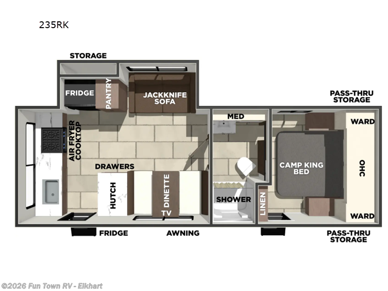 2026 Prime Time Tracer 235RK - New Travel Trailer For Sale by Fun Town RV - Elkhart in Elkhart, Indiana features Slideout