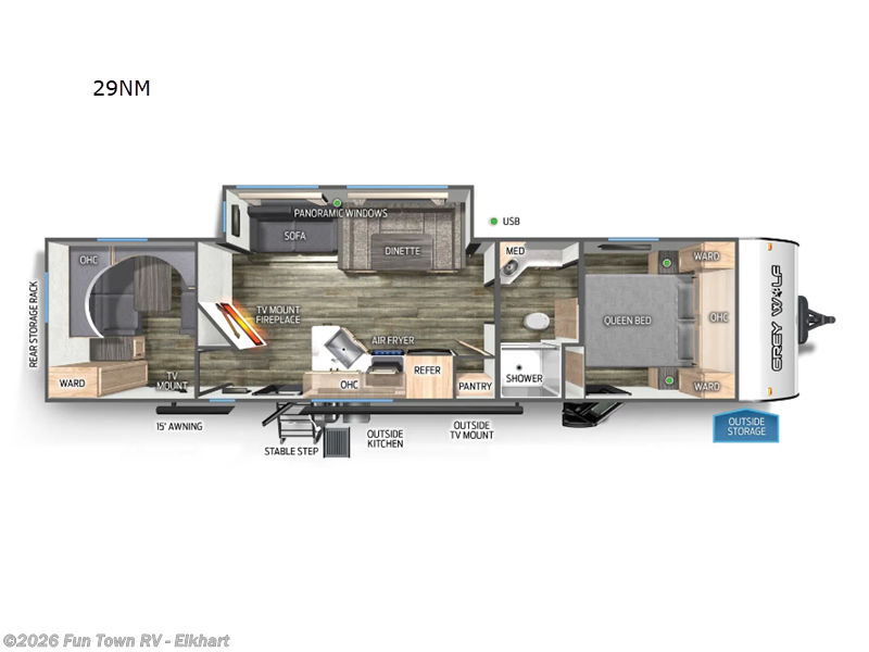 2024 Forest River Cherokee Grey Wolf 29NM - Used Travel Trailer For Sale by Fun Town RV - Elkhart in Elkhart, Indiana features Slideout