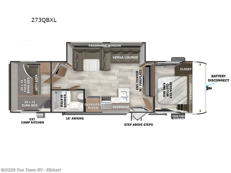 2026 Forest River Wildwood X-Lite 273QBXL - New Travel Trailer For Sale by Fun Town RV - Elkhart in Elkhart, Indiana features Slideout