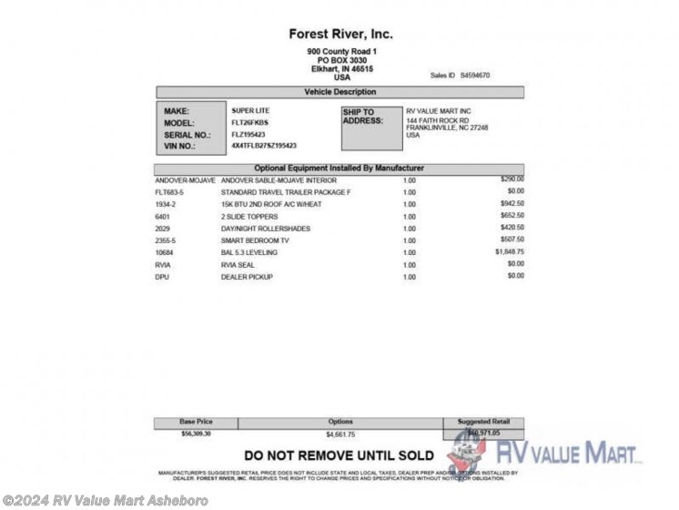 New 2025 Forest River Flagstaff Super Lite 26FKBS available in Franklinville, North Carolina