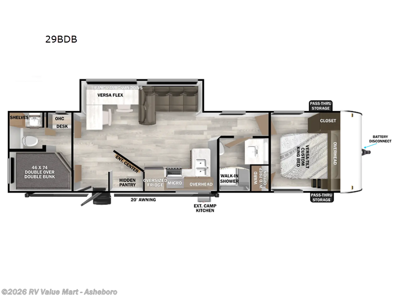 2025 Forest River Wildwood 29BDB - New Travel Trailer For Sale by RV Value Mart - Asheboro in Franklinville, North Carolina features Slideout