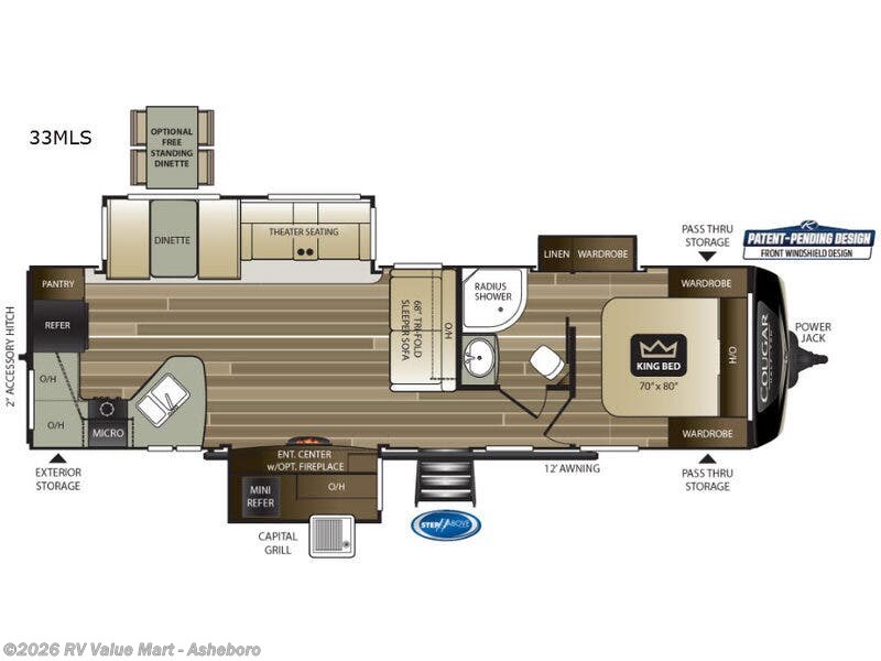 2019 Keystone Cougar Half-Ton Series 33MLS - Used Travel Trailer For Sale by RV Value Mart - Asheboro in Franklinville, North Carolina features Slideout